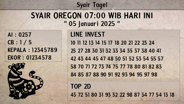 Prediksi Oregon 07:00 WIB