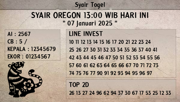 Prediksi Oregon 13:00 WIB