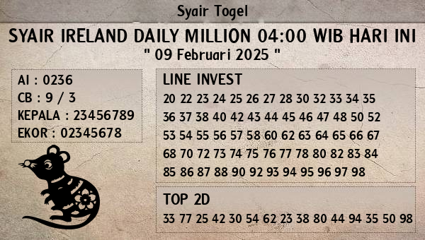 Prediksi Ireland Daily Million 04:00 WIB